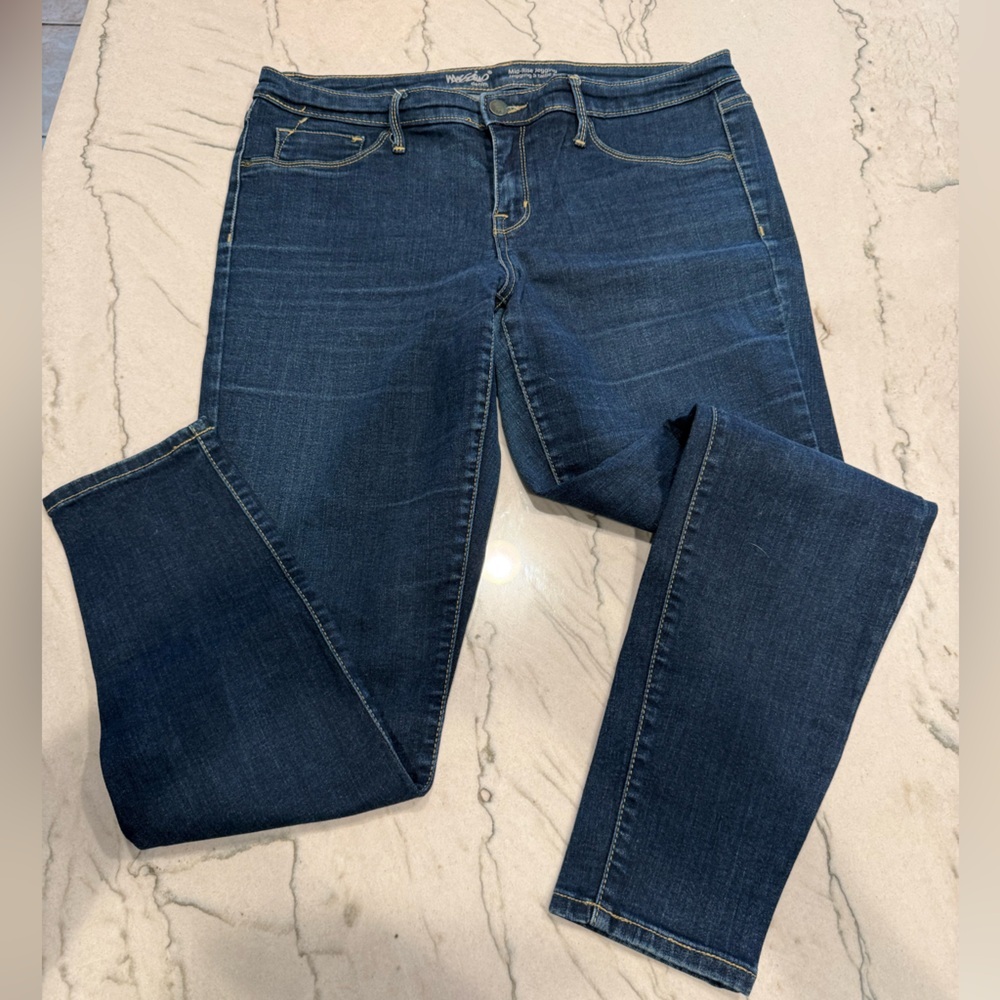 Mossimo Denim Mid-Rise Jeggings Dark Wash Stretch Size 12/31R Target